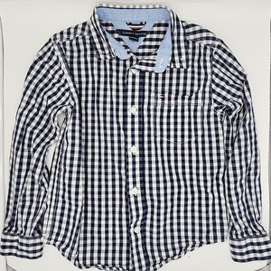 TOMMY HILFIGER Boys Shirt, Flag Blue Color, Size 6, Button Front, 100% Cotton.